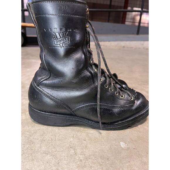 Viberg 8 D Black Leather Lace-Up Work Boots Vibram Logging Firefighting Utility - Picture 1 of 13